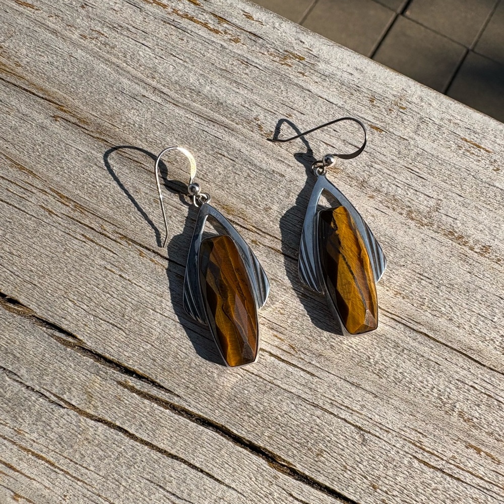 Jay King Tigers Eye & Sterling Silver Earrings - Picture 3 of 10